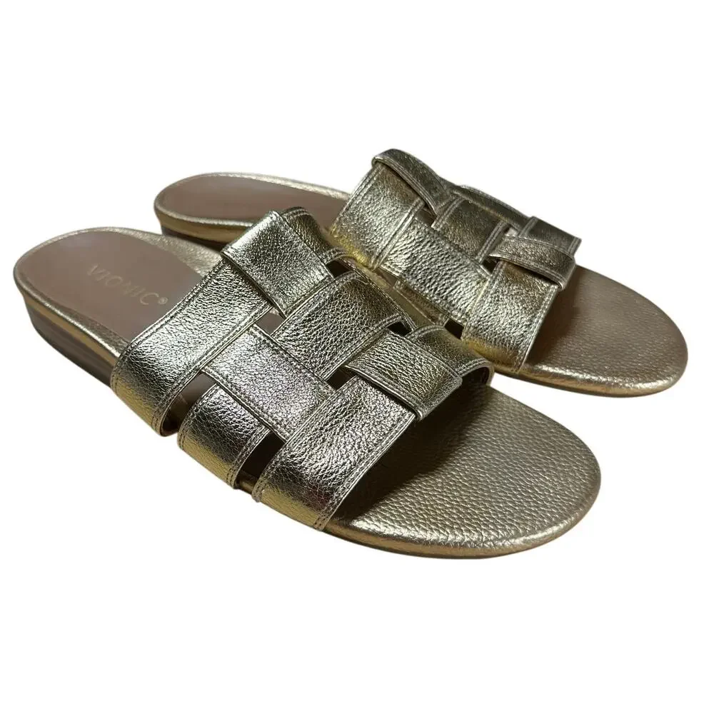 Vionic Glendora Gold Leather Sandal Women's Size 8.5 Excellent Used Condition